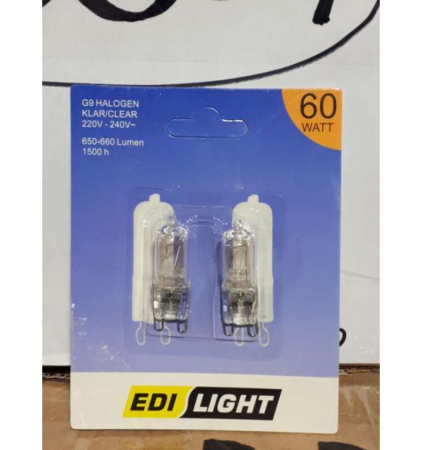 Лампа G9 60W 220V прозрачная Edi light 10394